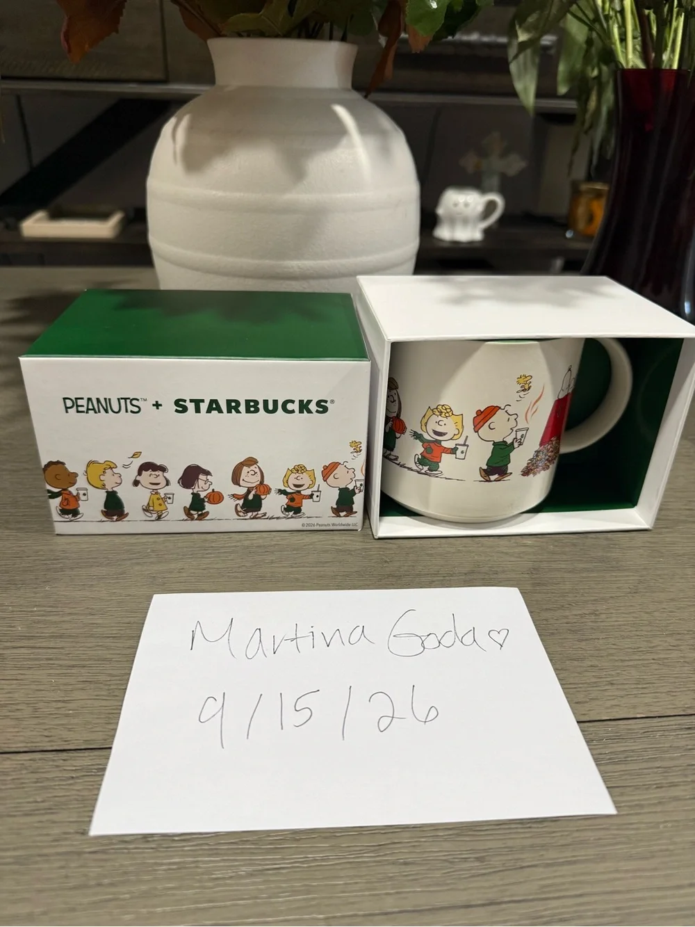 Starbucks x Peanuts Ceramic Mug with Green and White Box NWT